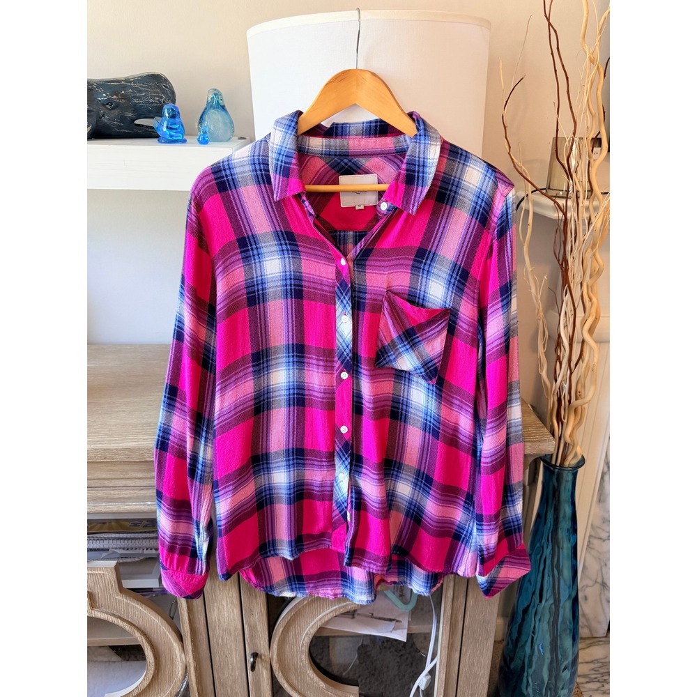 Rails Hunter Plaid Button Down Shirt Womens Pink Size M